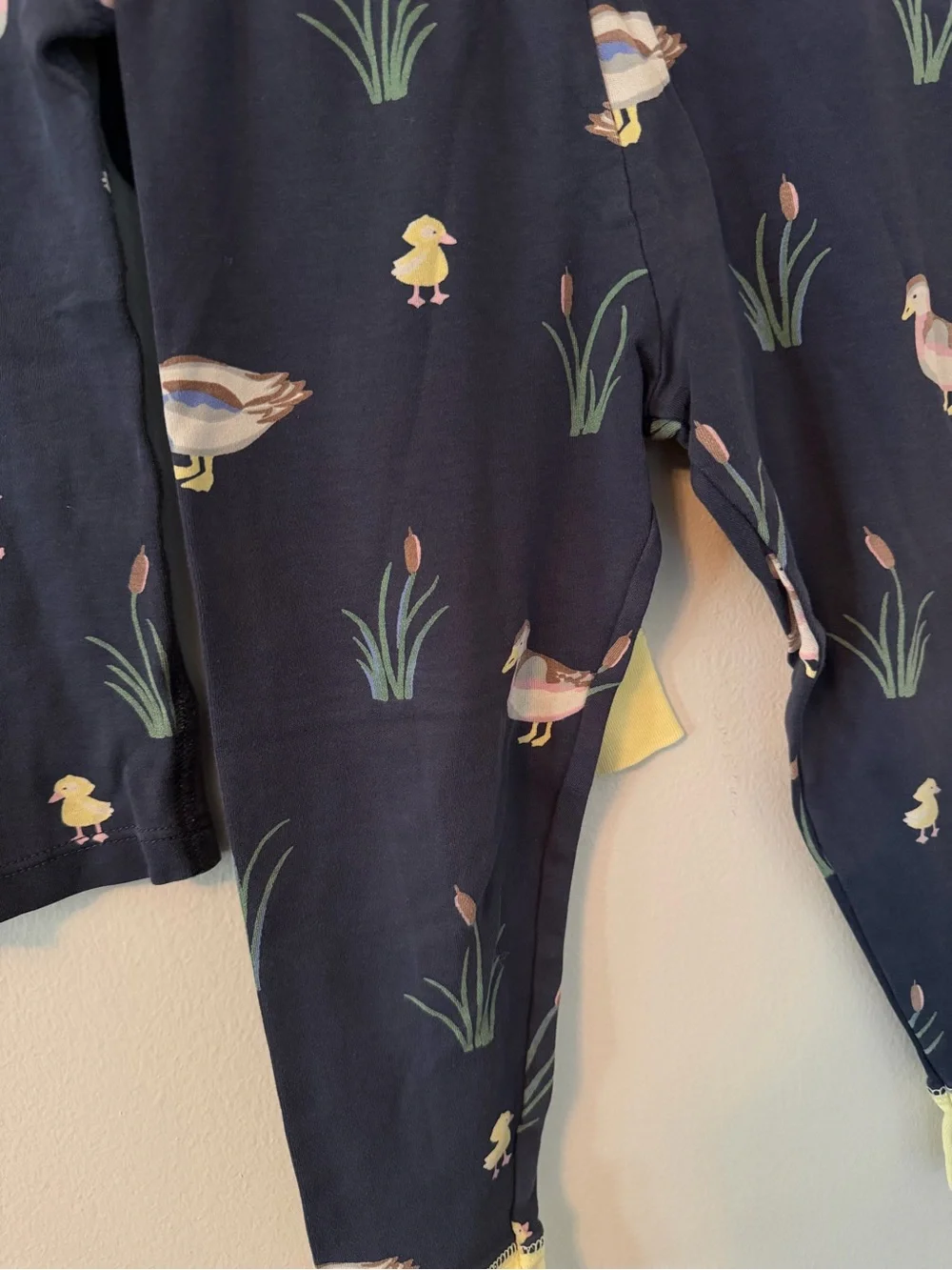 The Beaufort Bonnet Company Navy Duck Print Pajama Set with Yellow Trim